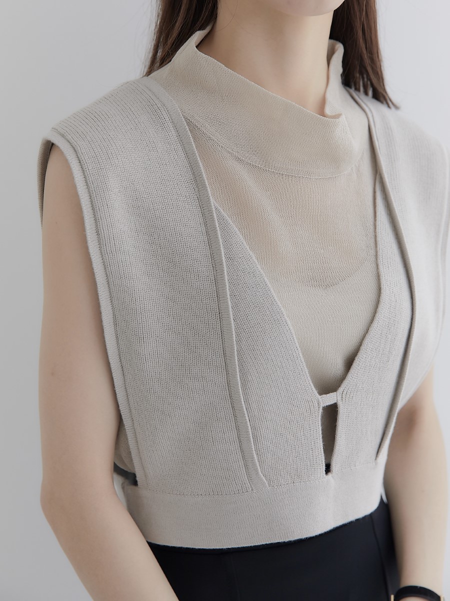 【NEW】 sheer set knit vest / greige