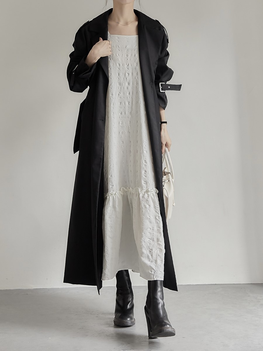 SPECIAL PRICE】 cape layered 2way coat / black amel