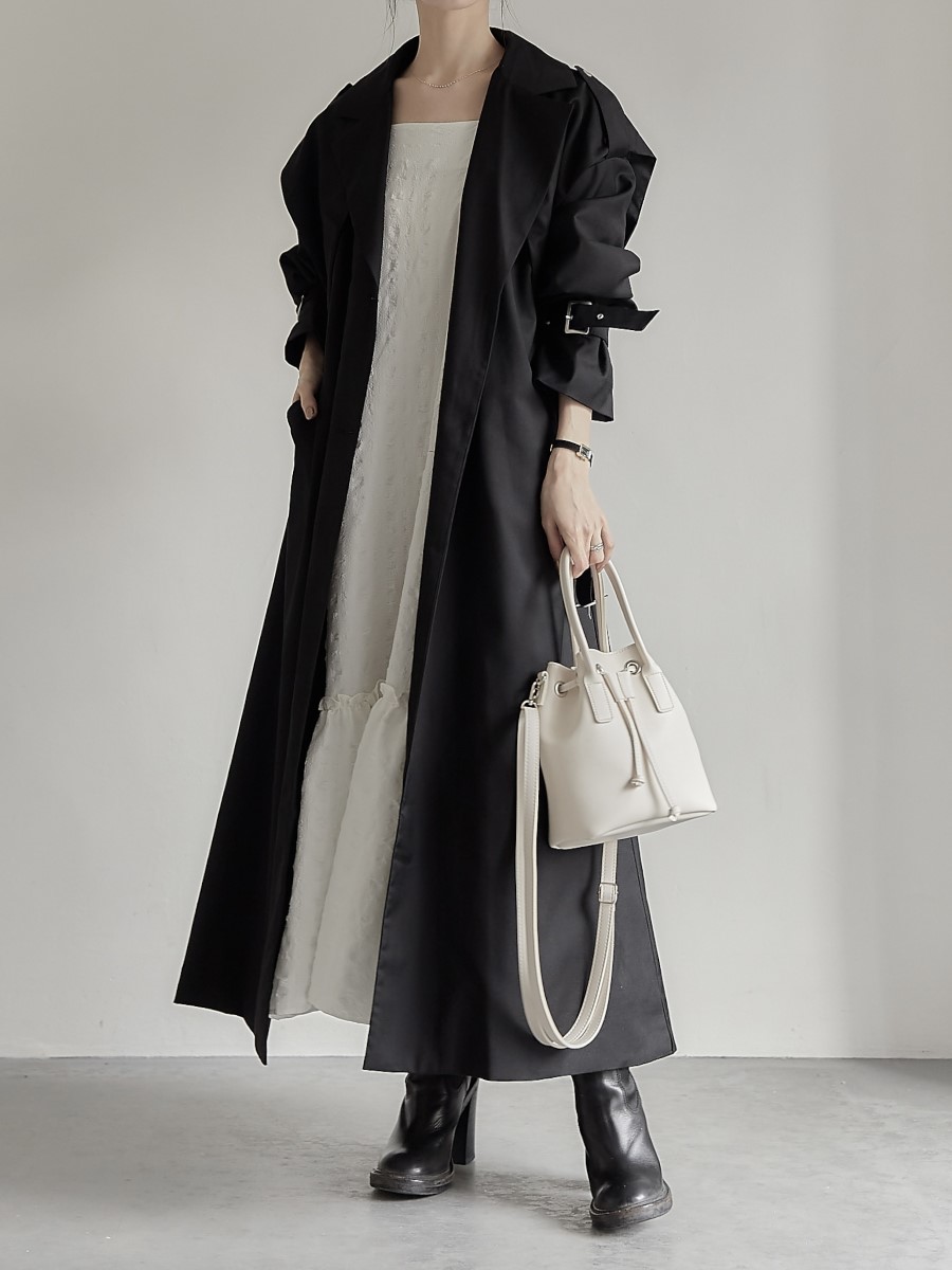 SPECIAL PRICE】 cape layered 2way coat / black amel