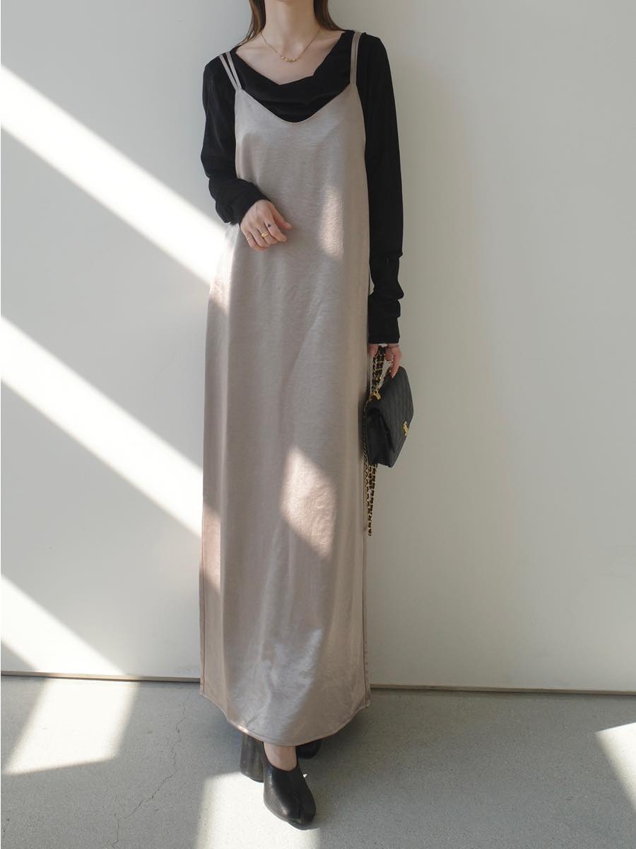 double strap cami dress / beige