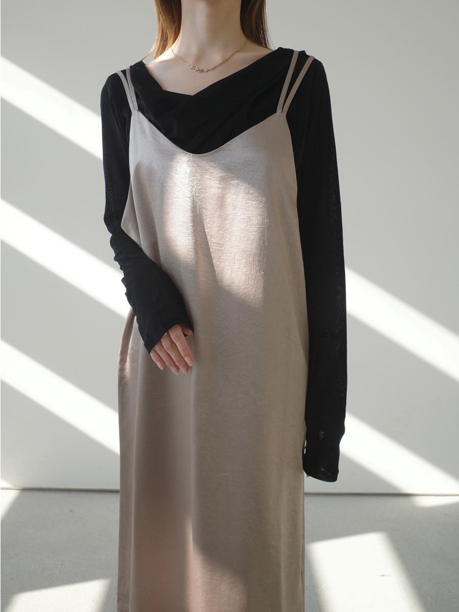 double strap cami dress / beige