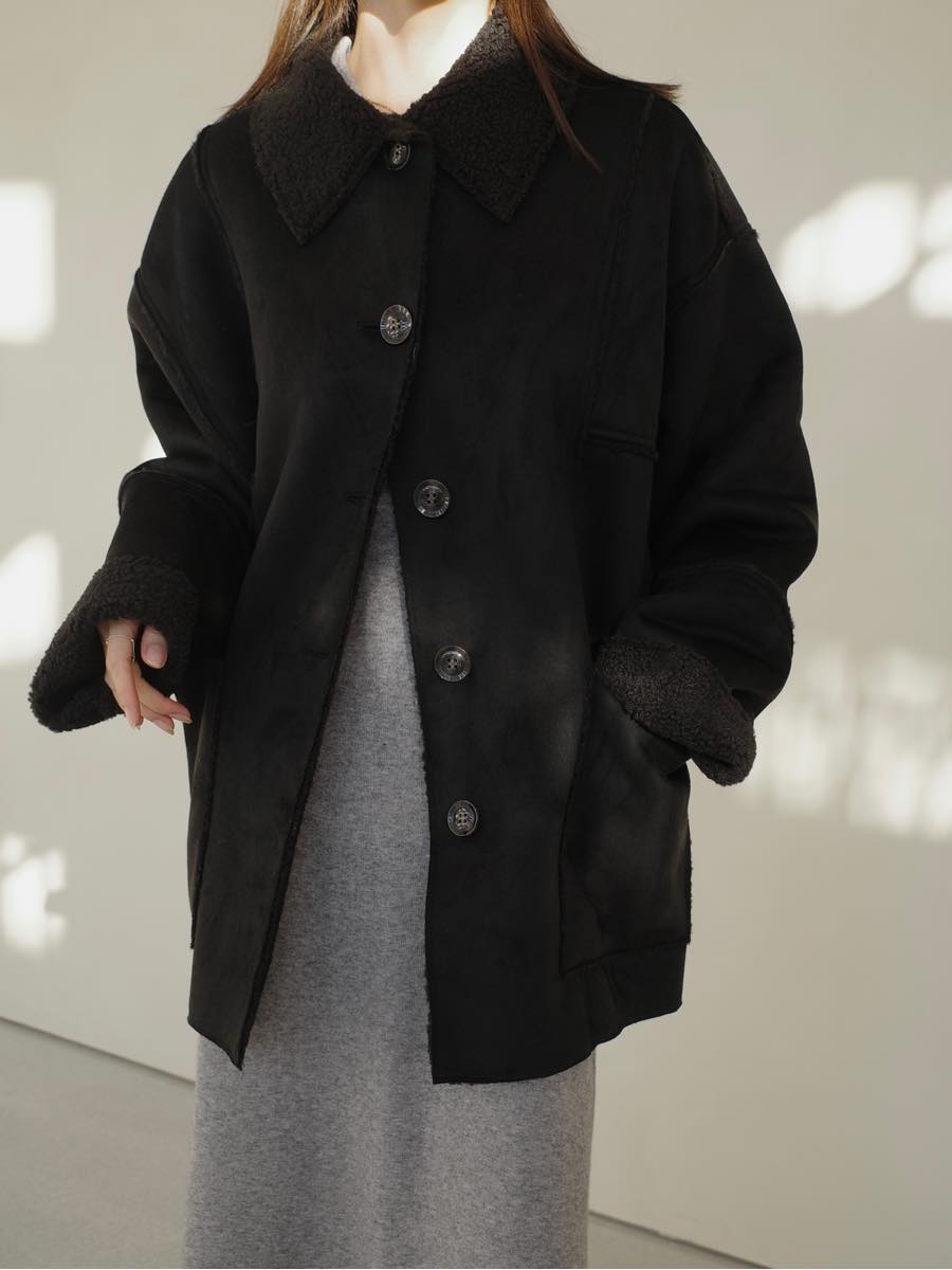 NEW】boa collar over size jacket amel